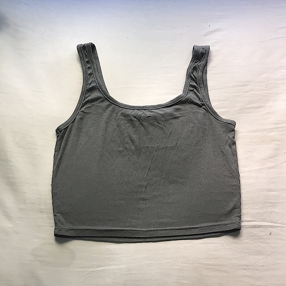grey scoop-neck tank top. size small in womens